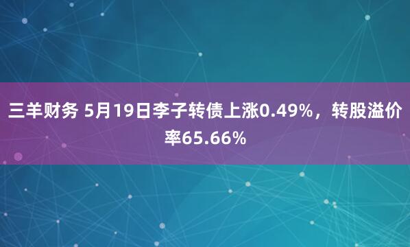 三羊财务 5月19日李子转债上涨0.49%，转股溢价率65.66%