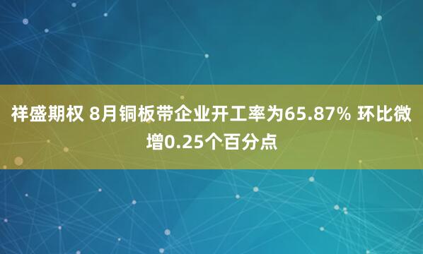 祥盛期权 8月铜板带企业开工率为65.87% 环比微增0.25个百分点